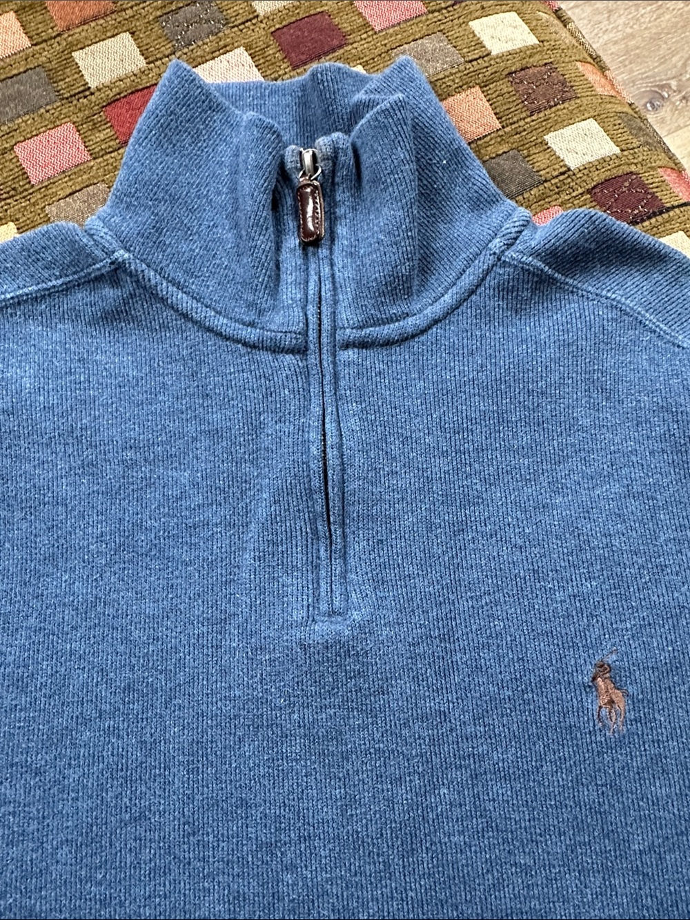 Polo by Ralph Lauren Men's Heather Blue Half-Zip Sweater